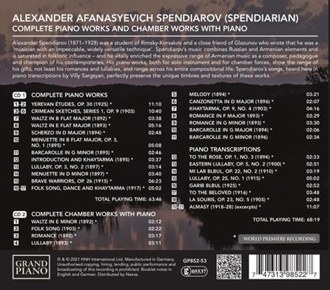Complete Piano Works and chamber works with piano - CD Audio di Aleksandr Spendiarov - 2