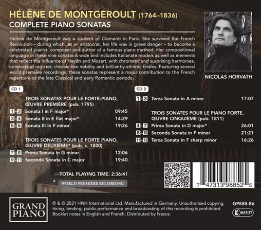 Complete Piano Sonatas - CD Audio di Hélène de Montgeroult,Nicolas Horvath - 2