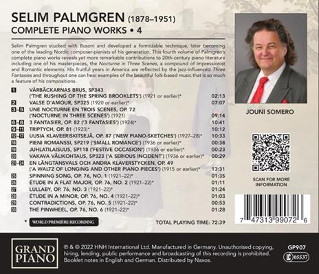 Complete Piano Works Vol. 4 - CD Audio di Selim Palmgren,Jouni Somero - 2