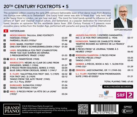 20th Century Foxtrots 5. Switzerland - CD Audio di Gottlieb Wallisch - 2
