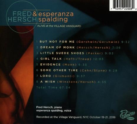 Alive At The Village Vanguard - CD Audio di Fred Hersch,Esperanza Spalding - 2
