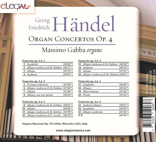 Concerti per organo op.4 - CD Audio di Georg Friedrich Händel,Massimo Gabba - 2
