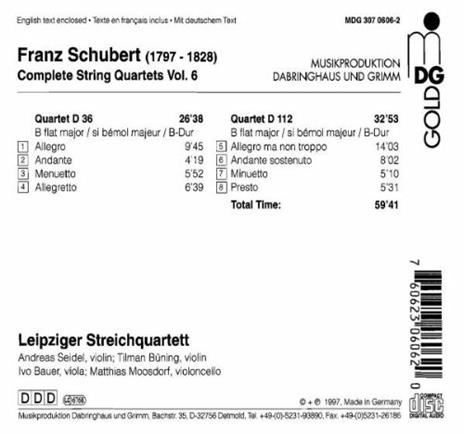 Quartetti per archi vol.6 - CD Audio di Franz Schubert,Leipzig String Quartet - 2