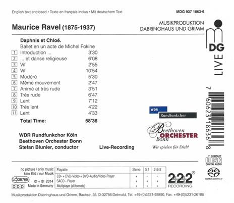 Daphnis et Chloé - SuperAudio CD ibrido di Maurice Ravel,Beethoven Orchester Bonn,Stefan Blunier - 2