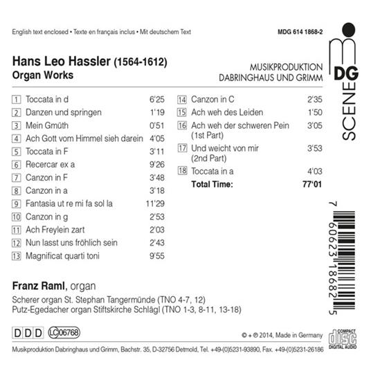 Opere per organo - CD Audio di Hans Leo Hassler,Franz Raml - 2