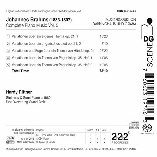 Piano Works Vol.5 - CD Audio di Johannes Brahms - 2
