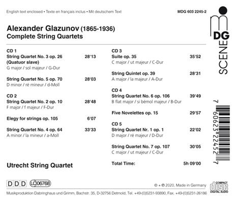 Complete String Quartets - CD Audio di Alexander Glazunov,Utrecht String Quartet - 2
