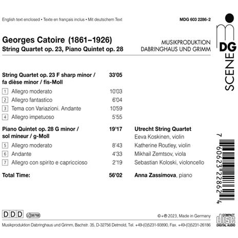 Georges Catoire. String Quartet, Op. 23 - Piano Quintet, Op. 28 - CD Audio di Anna - Utrecht String Quartet Zassimova - 2