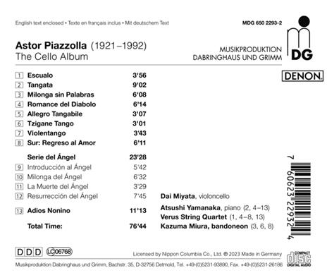 Astor Piazzolla. The Cello Album - CD Audio di Astor Piazzolla,Dai Miyata - 2