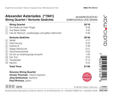String Quartet - CD Audio di Alexander Asteriades - 2