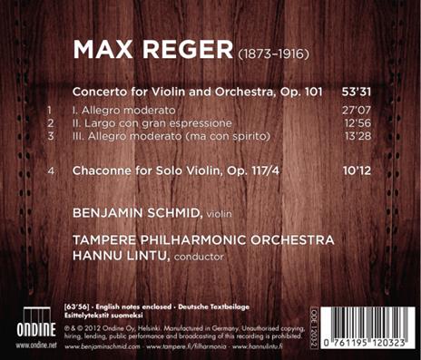 Violin Concerto-Chaconne - CD Audio di Max Reger - 2