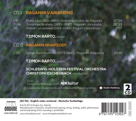 Variazioni su un tema di Paganini / Rapsodia su un tema di Paganini - CD Audio di Johannes Brahms,Franz Liszt,Sergei Rachmaninov,Witold Lutoslawski,Tzimon Barto - 2