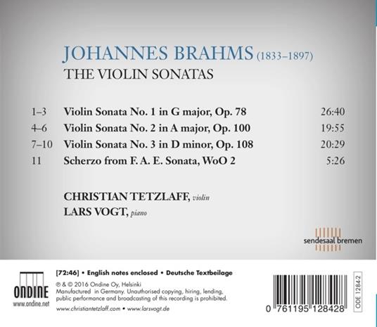 Sonate per violino (Integrale) - CD Audio di Johannes Brahms - 2