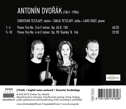 Trio d'archi con pianoforte n.3 op.65b - CD Audio di Antonin Dvorak - 2