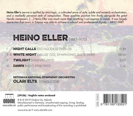 Poemi sinfonici: Night Calls - White Night - Twilight, Dawn - CD Audio di Heino Eller,Olari Elts - 2
