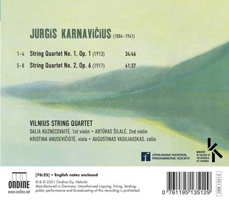 Quartetti per archi n.1, n.2 - CD Audio di Jurgis Karnavicius - 2