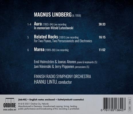 Aura - Marea - Related Rocks - CD Audio di Finnish Radio Symphony Orchestra,Magnus Lindberg,Hannu Lintu - 2