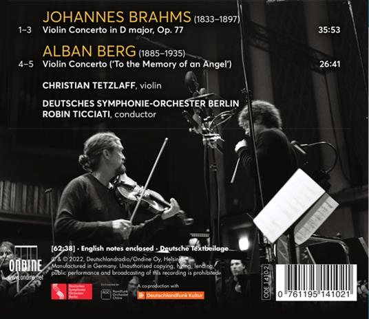 Violin Concertos - CD Audio di Alban Berg,Johannes Brahms,Christian Tetzlaff - 2