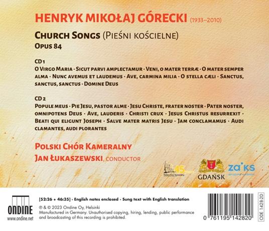 Church Songs Op.84 - CD Audio di Henryk Mikolaj Gorecki - 2
