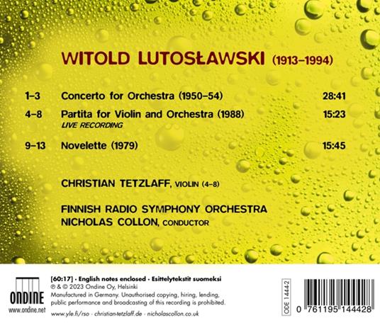 Concerto For Orchestra, Partita For Violin & Orchestra - CD Audio di Witold Lutoslawski - 2