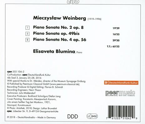 Sonate per pianoforte - CD Audio di Mieczyslaw Weinberg,Elisaveta Blumina - 2