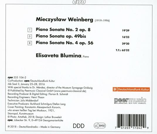 Sonate per pianoforte - CD Audio di Mieczyslaw Weinberg,Elisaveta Blumina - 2