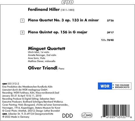 Piano Quartet & Piano Quintet - CD Audio di Ferdinand Hiller,Minguet Quartett - 2