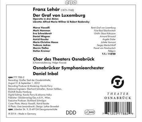 Der Graf Von Luxemburg - CD Audio di Franz Lehar - 2