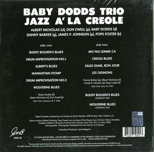 Jazz a' la creole (Coloured Vinyl) - Vinile LP di Baby Dodds - 2