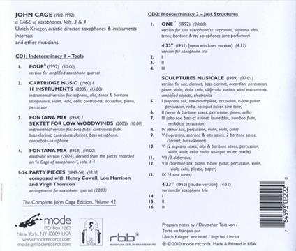 A Cage of Saxophones voll.3, 4 - CD Audio di John Cage
