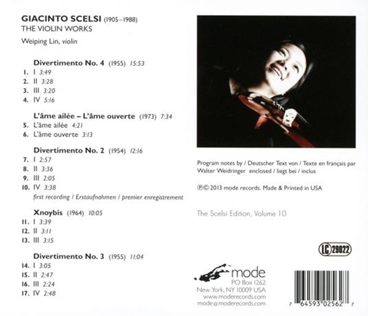 Musica per violino - CD Audio di Giacinto Scelsi - 2