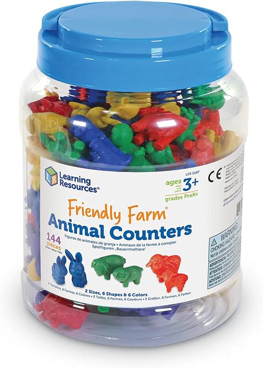 Learning Resources- Figurine a Forma di Animali della Fattoria Friendly Farm (Set da 144), Colore, LER0187 - 5