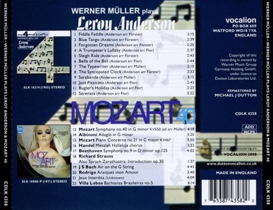 Plays Leroy Anderson - CD Audio di Werner Muller - 2