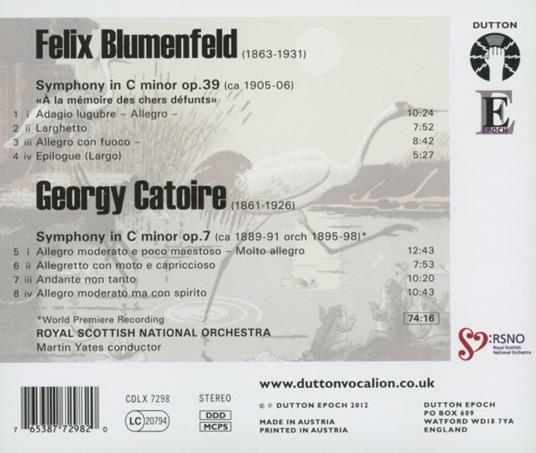 Sinfonie in Do Minore - CD Audio di Royal Scottish National Orchestra,Georgy Lvovich Catoire,Felix Blumenfeld - 2