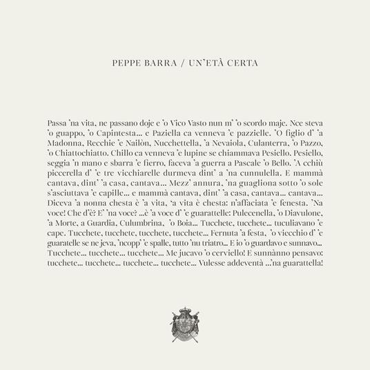 Un'età certa - Vinile LP di Peppe Barra
