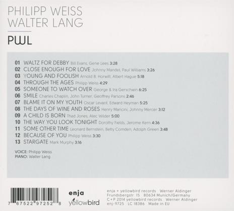 PWL - CD Audio di Philippe Weiss,Walter Lang - 2