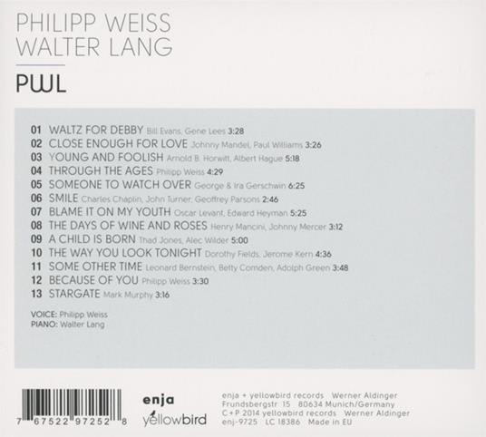 PWL - CD Audio di Philippe Weiss,Walter Lang - 2