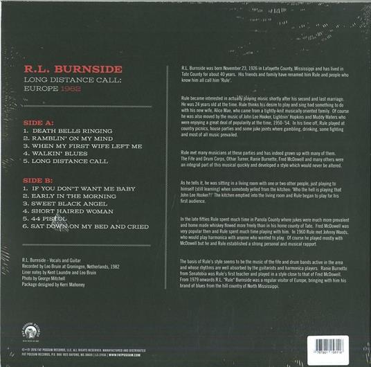 Long Distance Call. Europe 1982 - Vinile LP di R. L. Burnside - 2