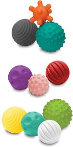 Infantino - Set di Palline Sensoriali Testurizzate di Diverse Dimensioni e Forme, per Esplorazione Sensoriale e Sviluppo Tattile, 10 pezzi, dai 6 Mesi in Su