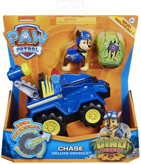 PAT PATROL - VEICOLO + DELUXE CHASE DINO RESCUE FIGURINE Paw Patrol - 6059512 - Gioco giocattolo auto a carica bambino 3 anni - 2