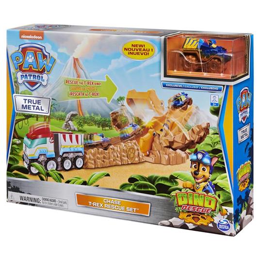 PAW Patrol , Chase T-Rex Rescue Set Dino Rescue True Metal con esclusivo veicolo die-cast, in scala 1:55 - 4