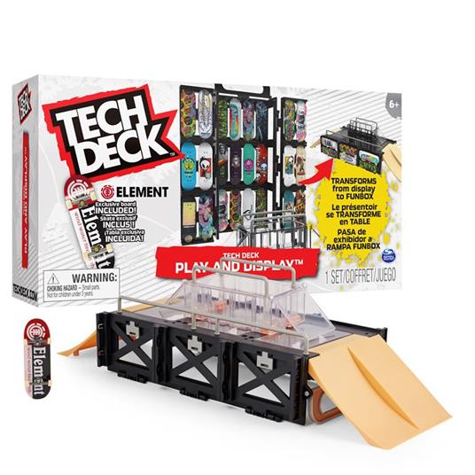 Tech Deck Set Play and Display con rampa trasformabile e custodia da trasporto con fingerboard esclusivo