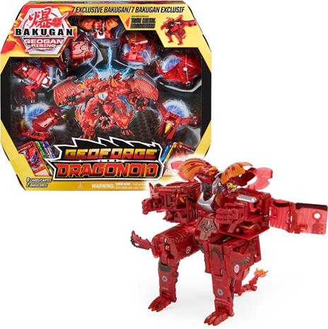 Bakugan GeoForge Dragonoid, 7 in 1, include Dragonoid True Metal esclusivo e 6 Geogan da collezione
