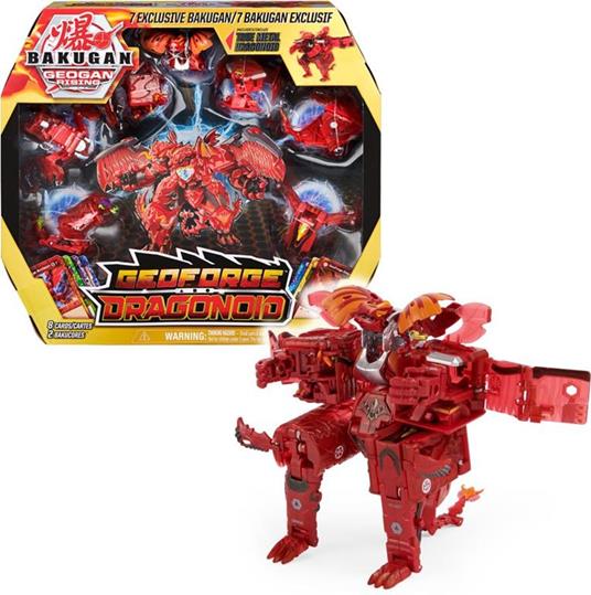 Bakugan GeoForge Dragonoid, 7 in 1, include Dragonoid True Metal esclusivo e 6 Geogan da collezione