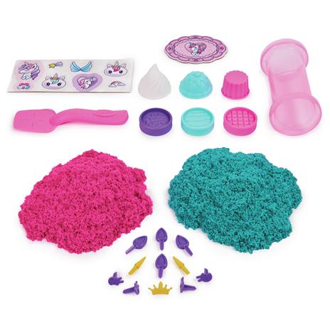 Kinetic Sand Shimmer, set di gioco Laboratorio di pasticceria unicorni, 453 g di (verde acqua luccicante e rosa neon), 8 attrezzi unicorno, giocattoli sensoriali per bambini da 3 anni in su - 2
