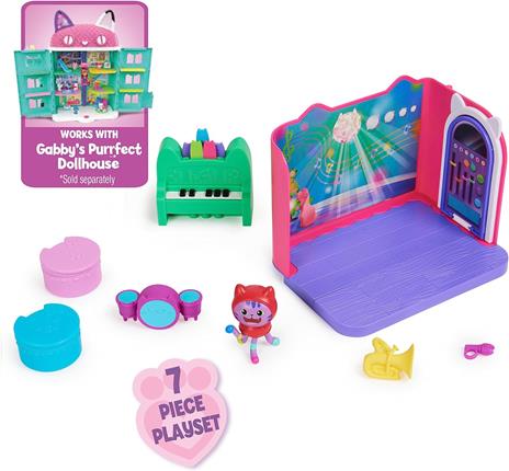 Gabby's Dollhouse, Groovy Music Room con Personaggio Daniel James Catnip, 2 Accessori, 2 mobili e 2 scatole con Sorpresa - 6