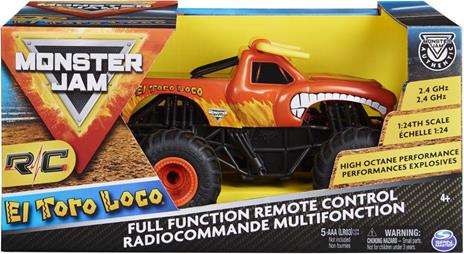 Monster Jam , veicolo Monster Truck ufficiale El Toro Loco con radiocomando, in scala 1:24, 2,4 GHz, per bambini dai 4 anni in su - 3