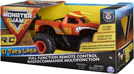 Monster Jam , veicolo Monster Truck ufficiale El Toro Loco con radiocomando, in scala 1:24, 2,4 GHz, per bambini dai 4 anni in su - 4