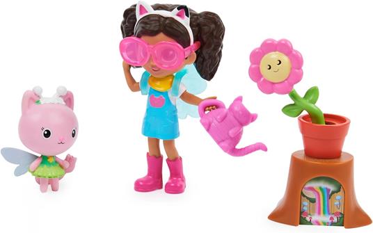 Gabby's Dollhouse, Mini set Giardino floreale, con Gabby e Gattina Fatina, giochi per bambini dai 3 anni in su - 4
