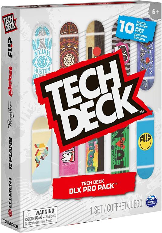 Tech Deck 10-Pack of Collectible Fingerboards, For Lovers Age 6 and up, DLX Pro Pack con 10 fingerboard collezionabili, per appassionati di skate dai 6 anni in su, 6061099 - 6